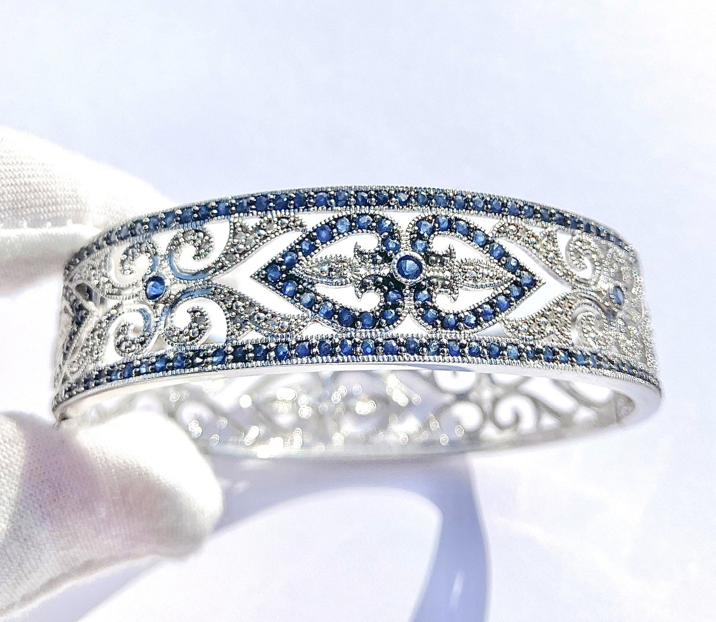 Sapphire & Diamond Heart Bangle