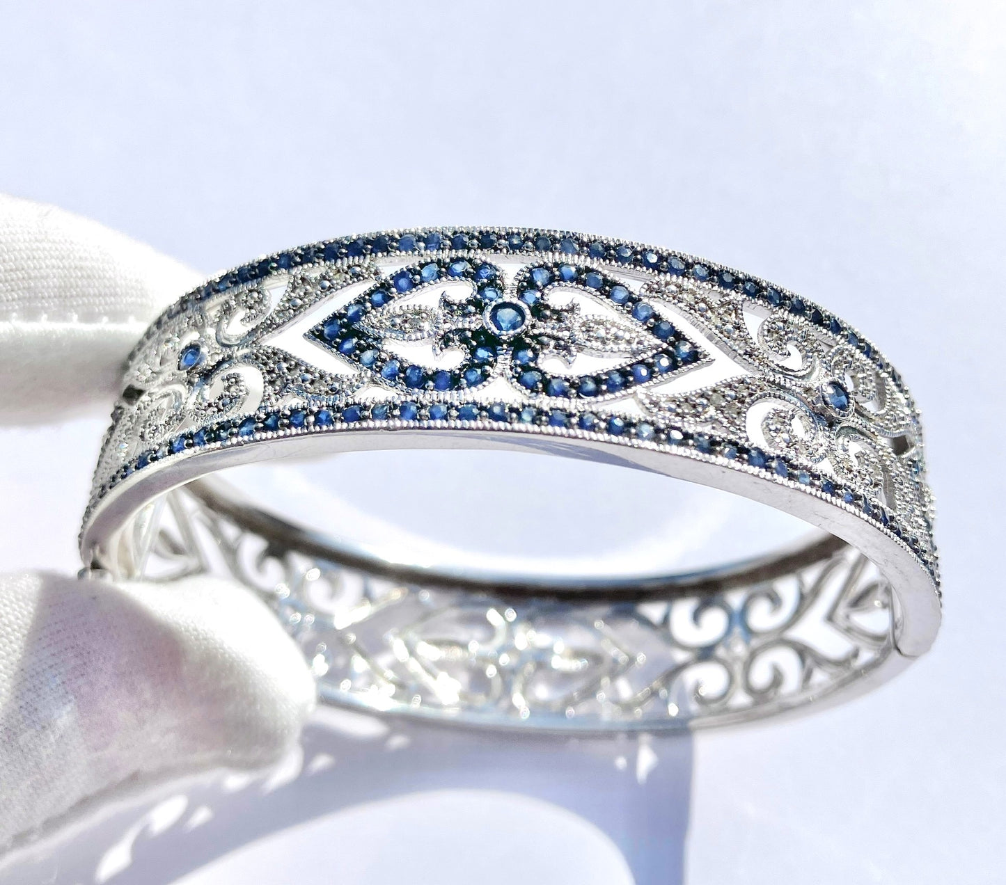 Sapphire & Diamond Heart Bangle