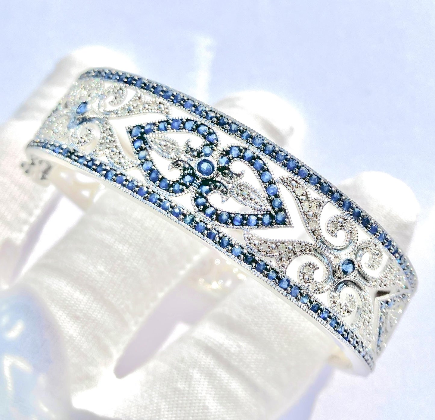 Sapphire & Diamond Heart Bangle