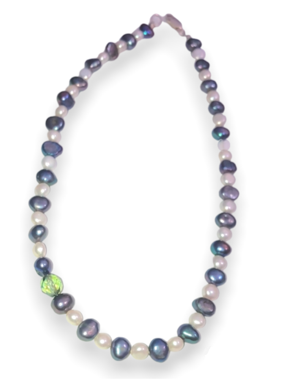 Tahitian Pearl and White Pearl Necklace with 925 Silver Clasp