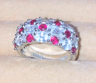 Anillo Pavé "Diamantes" y "Rubíes"