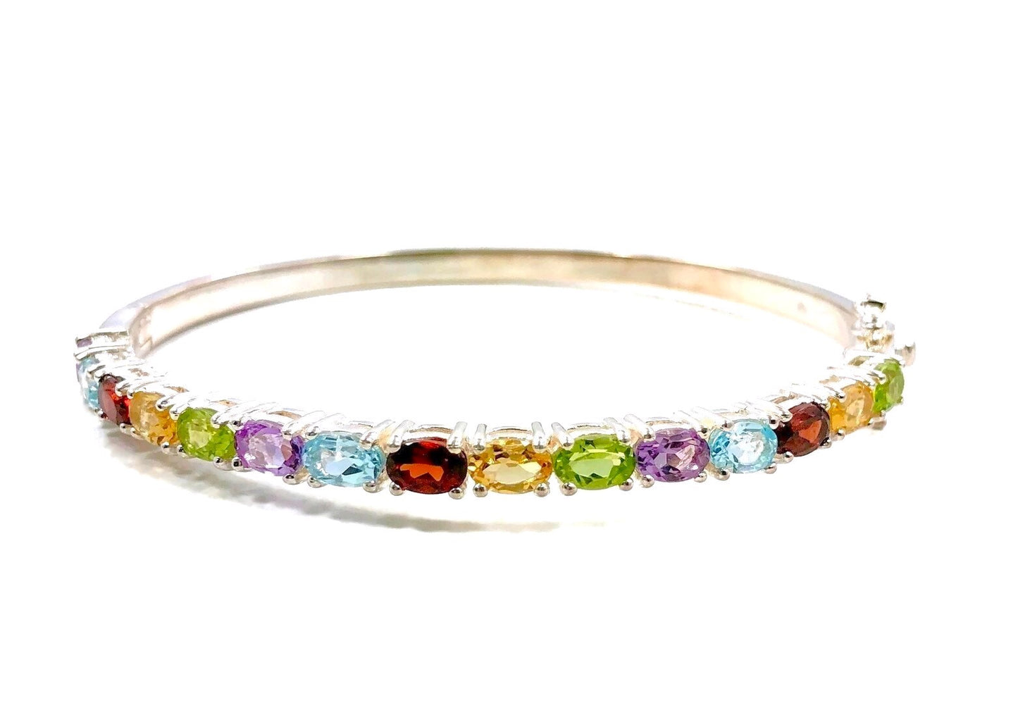 Garnet, Amethyst, Peridot, Blue Topaz, and Yellow Topaz Bangle