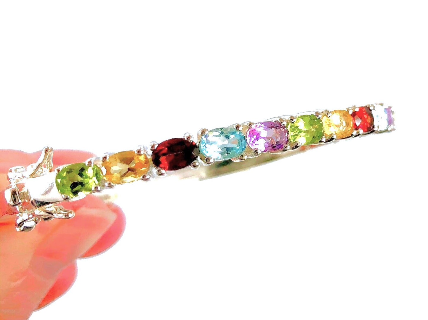 Garnet, Amethyst, Peridot, Blue Topaz, and Yellow Topaz Bangle