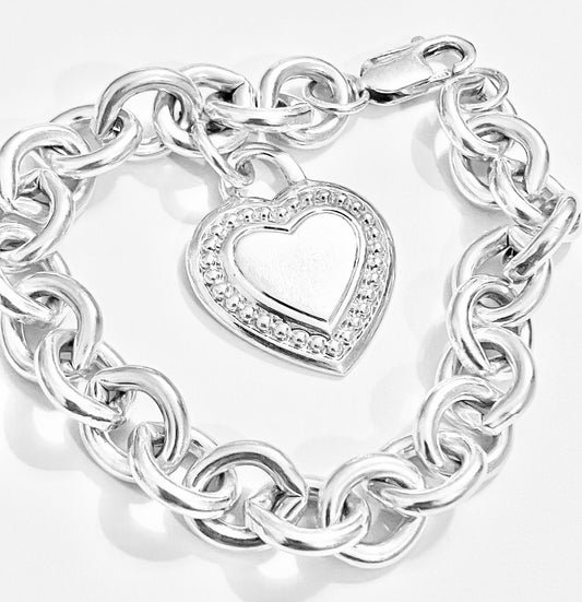 Judith Ripka Country Link Studded Heart Charm Bracelet
