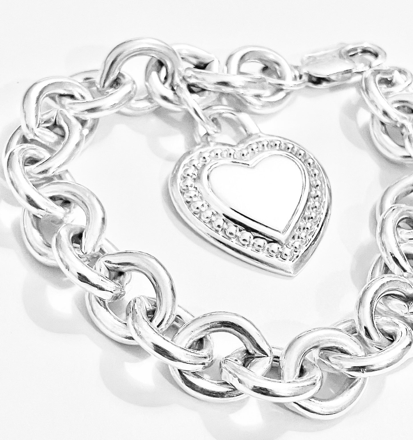 Judith Ripka Country Link Studded Heart Charm Bracelet