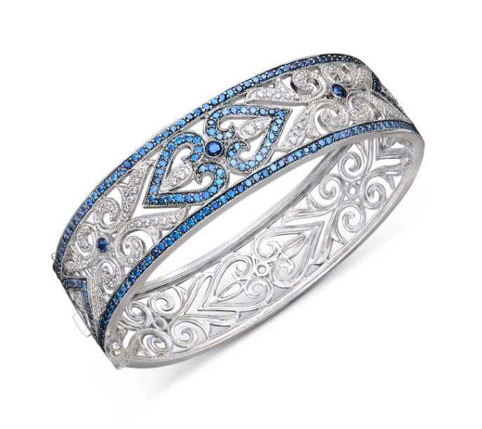 Sapphire & Diamond Heart Bangle