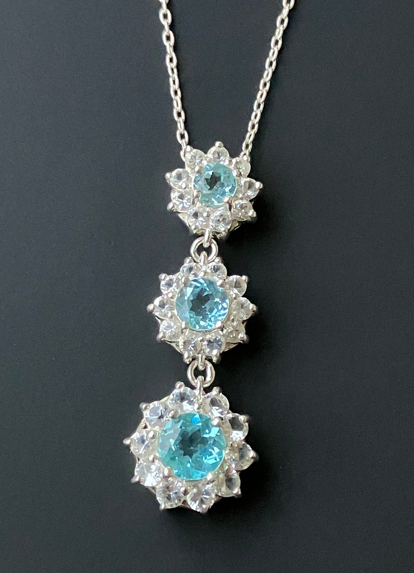 Baby Swiss Blue Topaz Halos Necklace