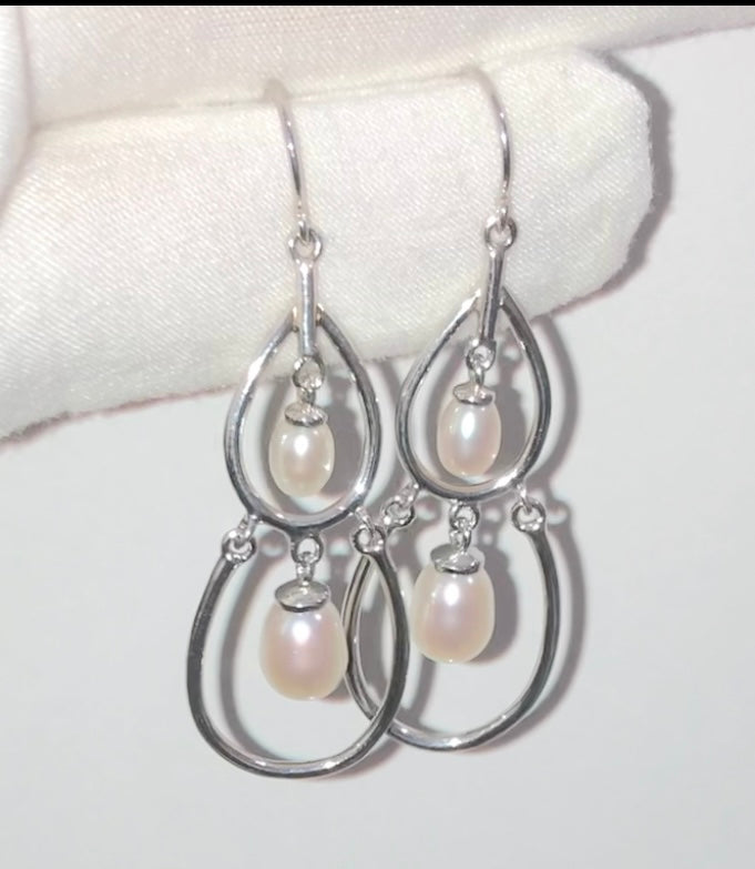 Two-Tier Teardrop Pearl Dangle Earrings