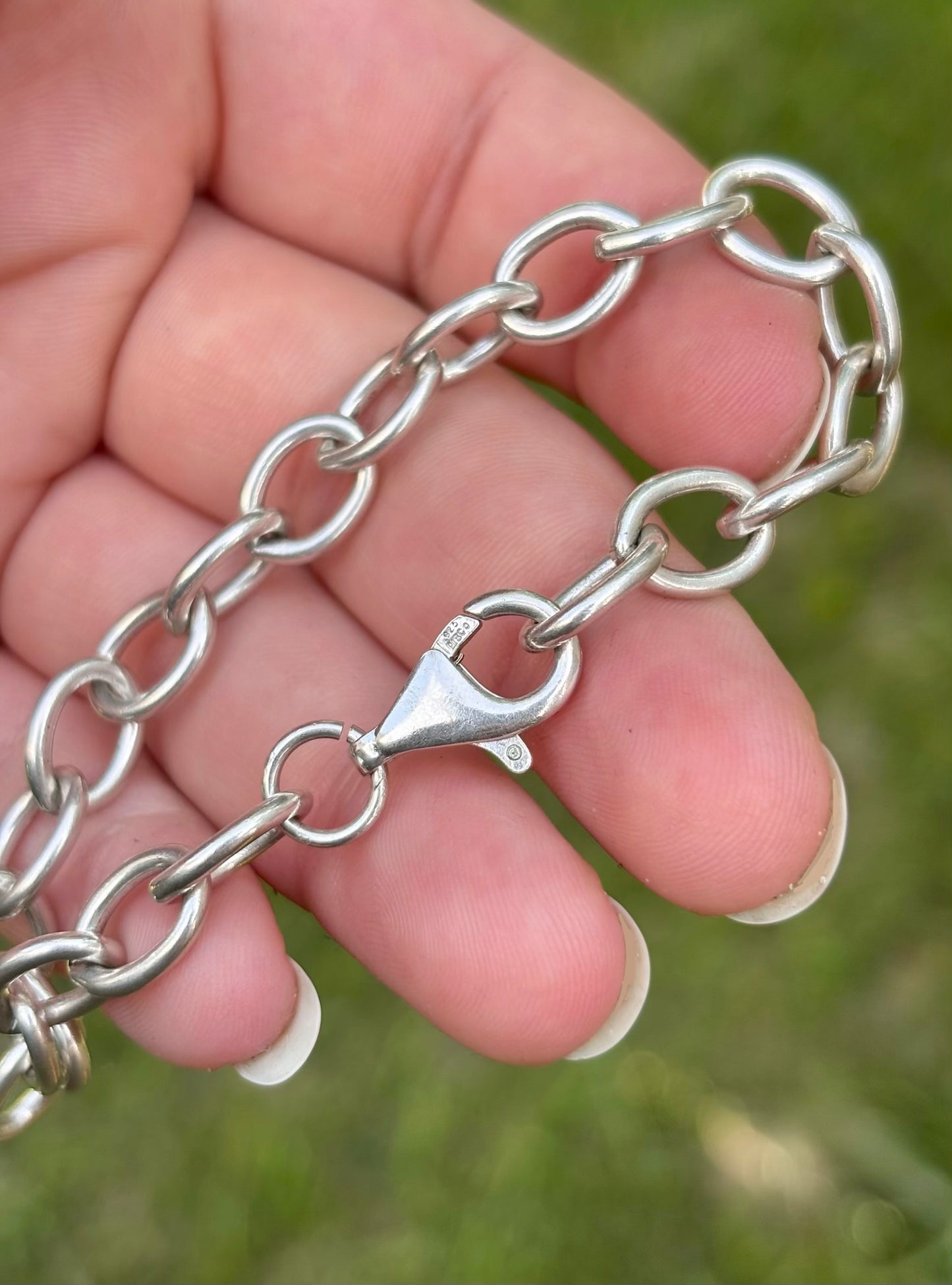 Sterling Silver Oval Link Bracelet - Marked