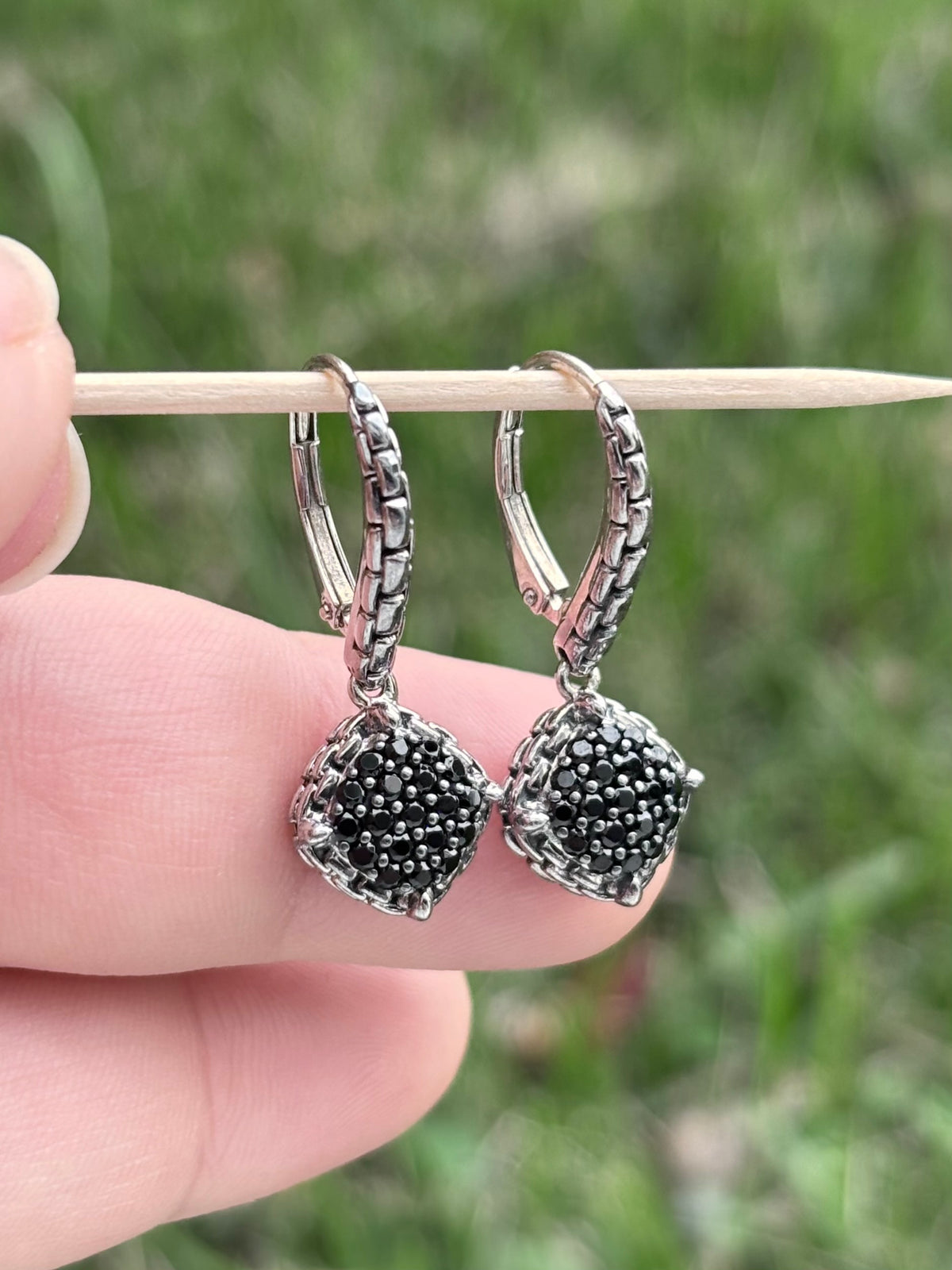 JAI by John Hardy Sterling Silver 0.60ctw Black Spinel Pavé Leverback Earrings
