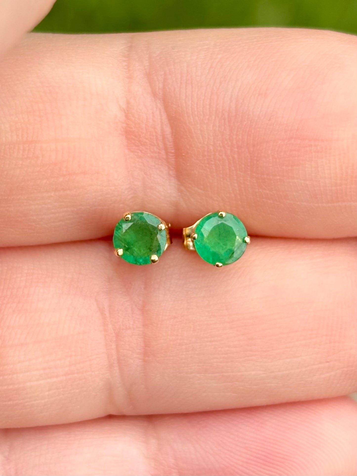 18K Gold Emerald Stud Earrings with 14K Removable Emerald Halo Jackets