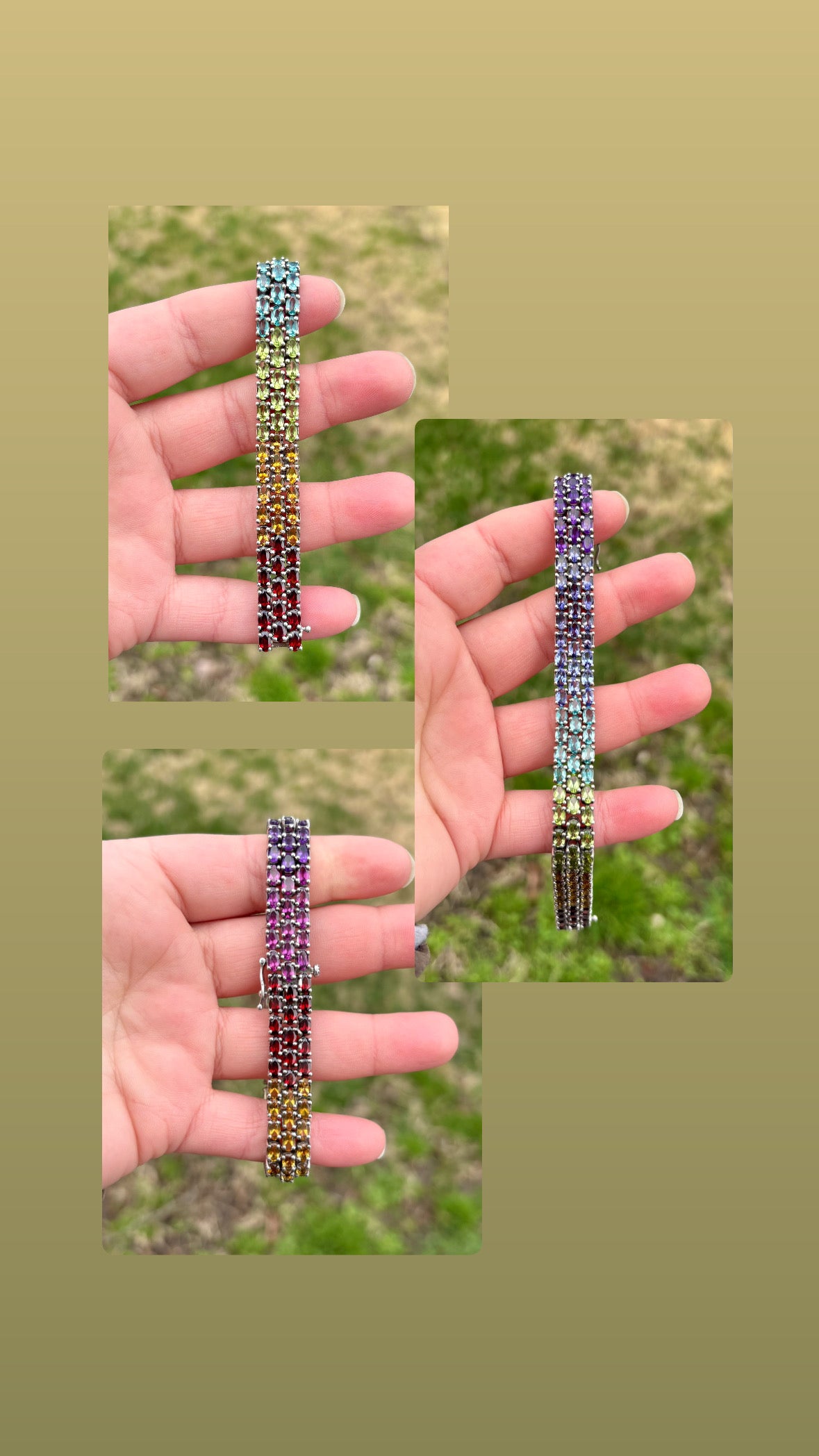 Tri-Row Ombré Gemstone Tennis Bracelet