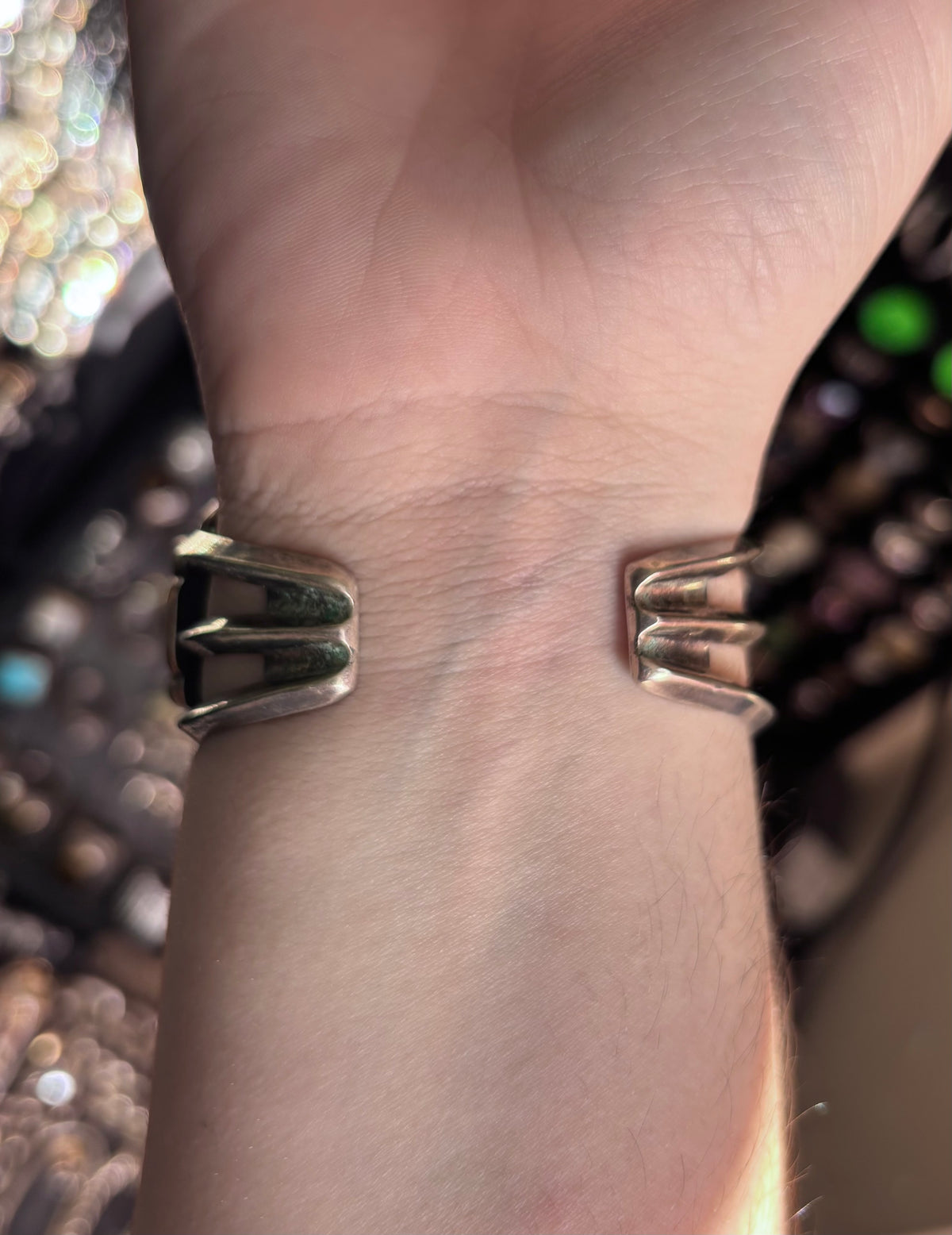 Vintage Sterling Silver & Turquoise 3-Stone Southwestern Cuff Bracelet