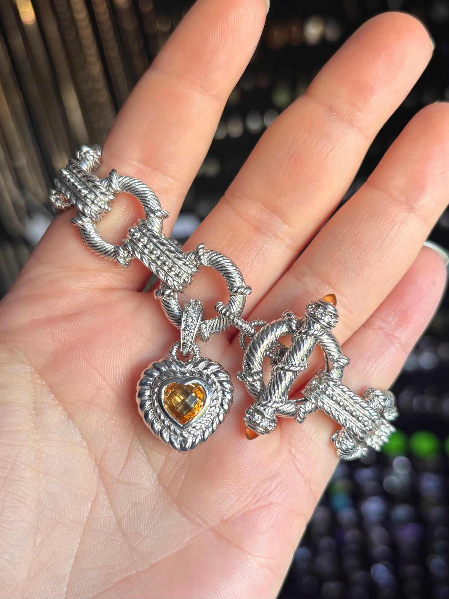 Judith Ripka Citrine Heart Toggle Bracelet