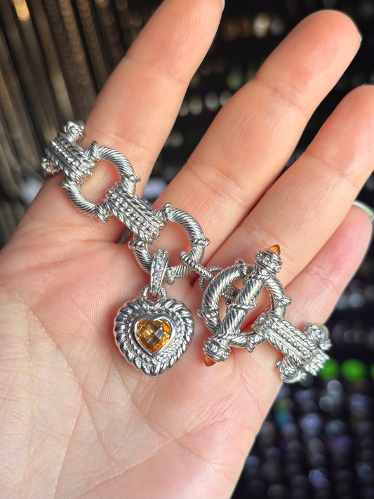 Judith Ripka Citrine Heart Toggle Bracelet