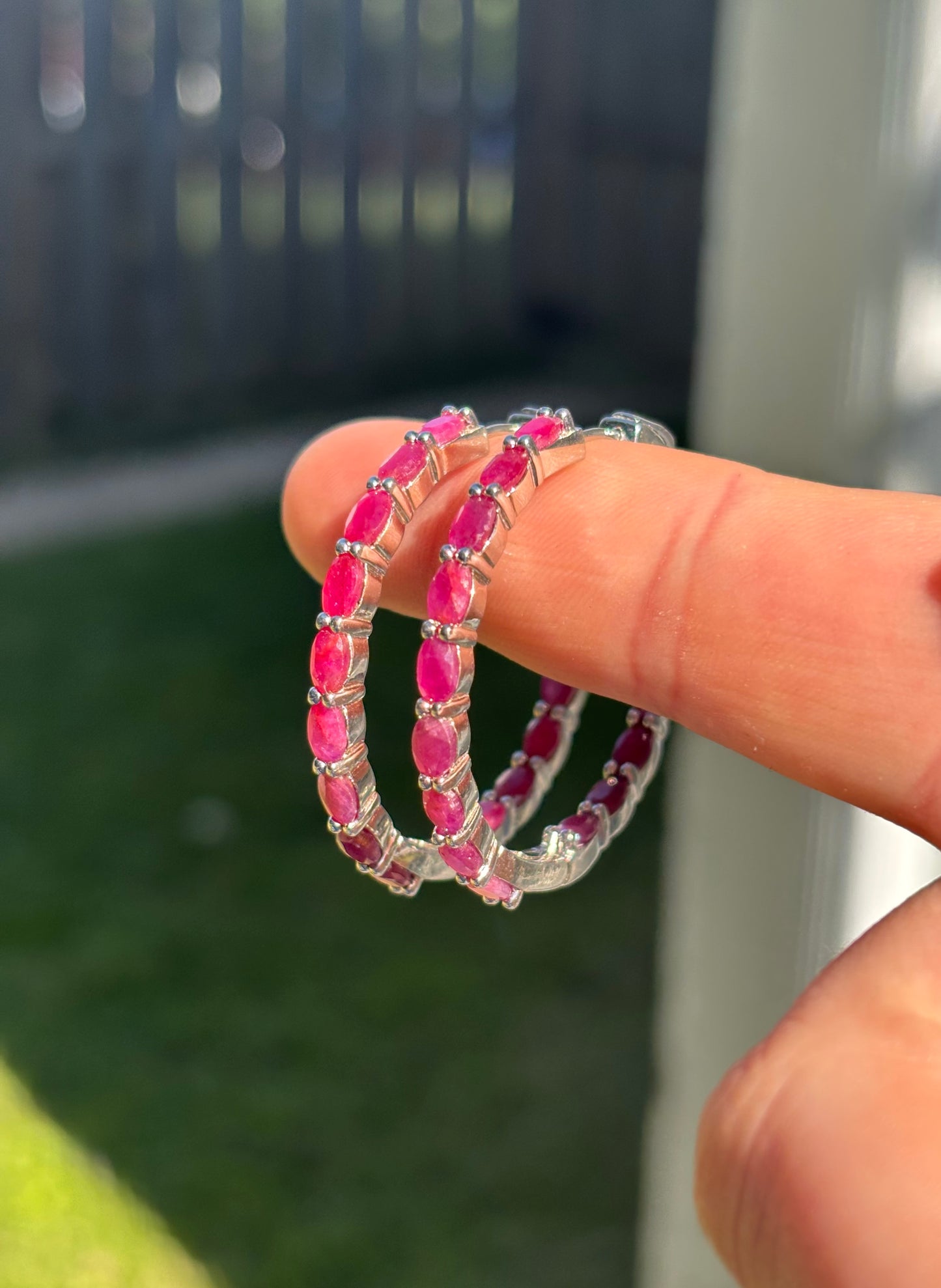 Natural Ruby Hoops