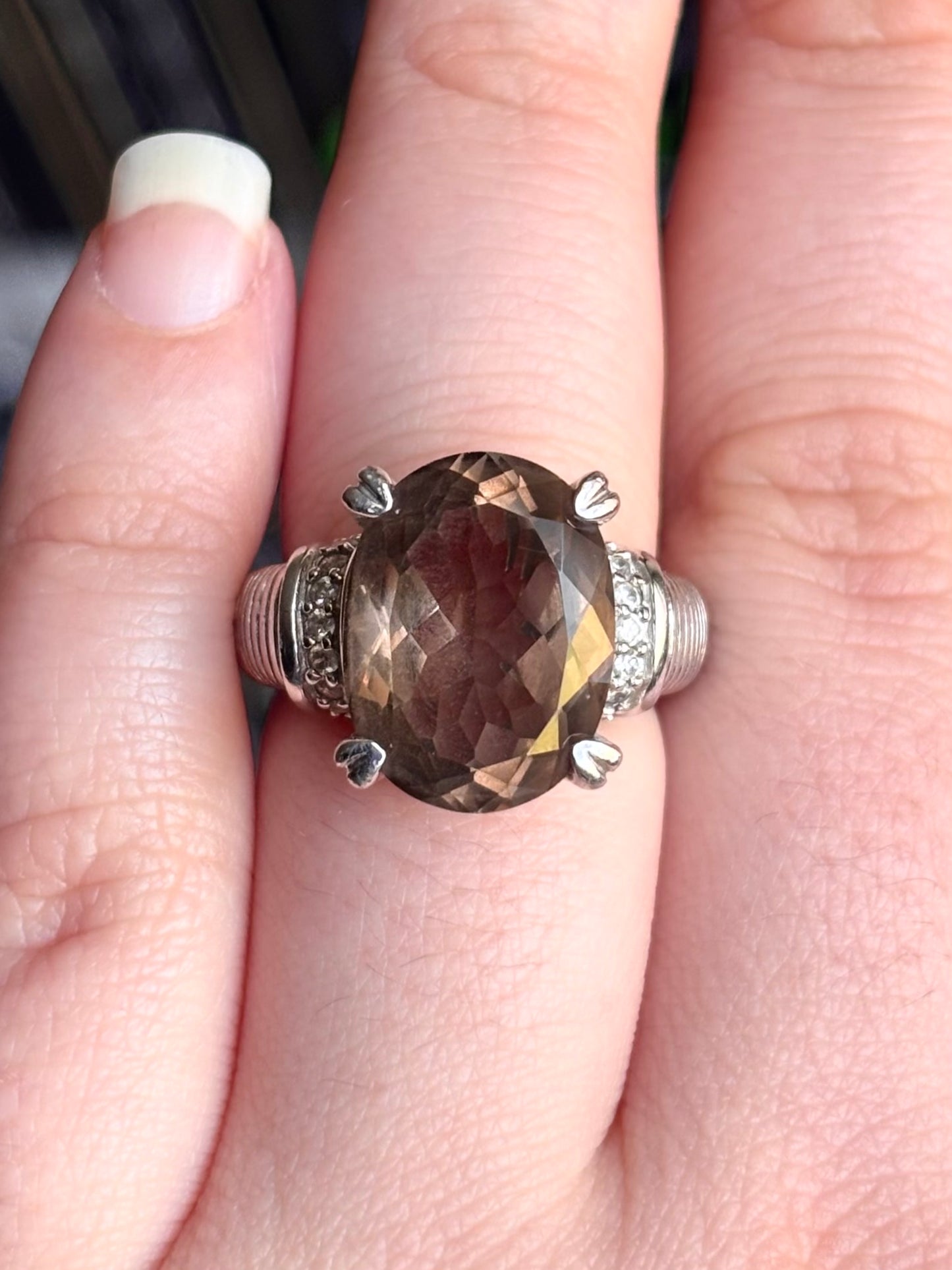 Judith Ripka Smoky Quartz and Diamonique Ring