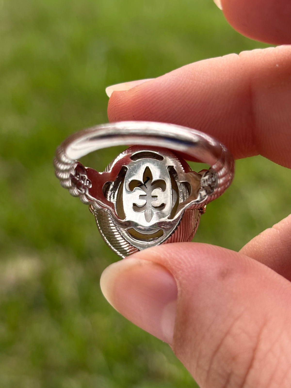 Judith Ripka Sterling Silver Quartz Gold Leaf MOP Doublet Ring