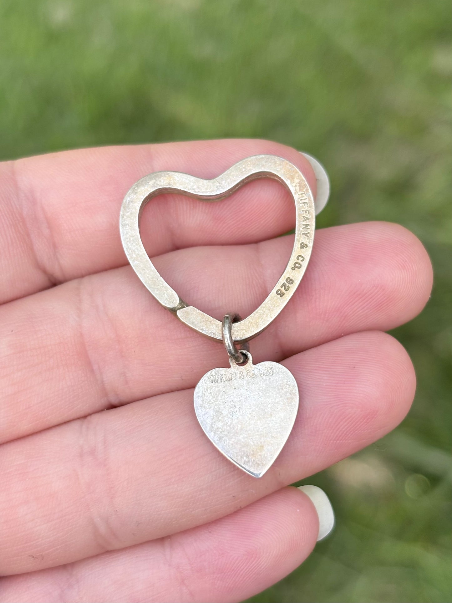 Tiffany & Co. Sterling Silver Heart Key Ring with Heart Charm