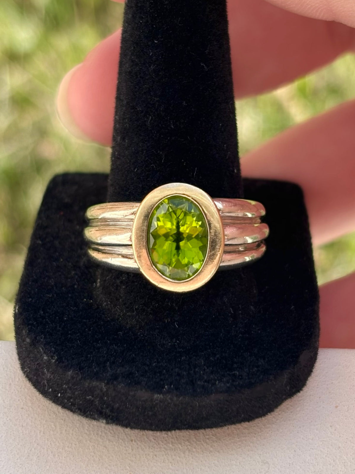 Lorenzo 18K Yellow Gold & Sterling Silver Oval Peridot Wide Band Ring