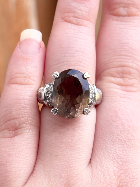 Judith Ripka Smoky Quartz and Diamonique Ring