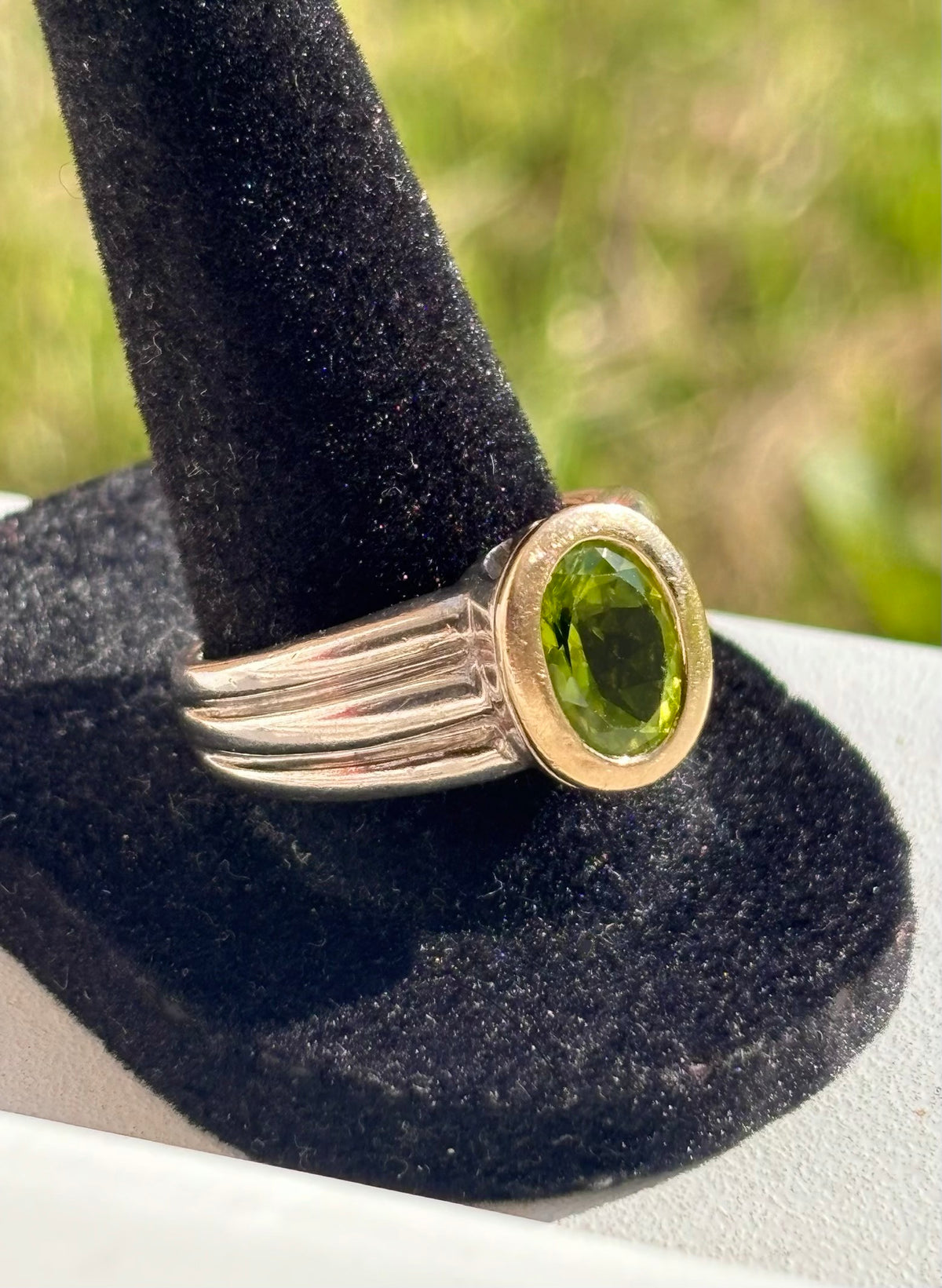 Lorenzo 18K Yellow Gold & Sterling Silver Oval Peridot Wide Band Ring