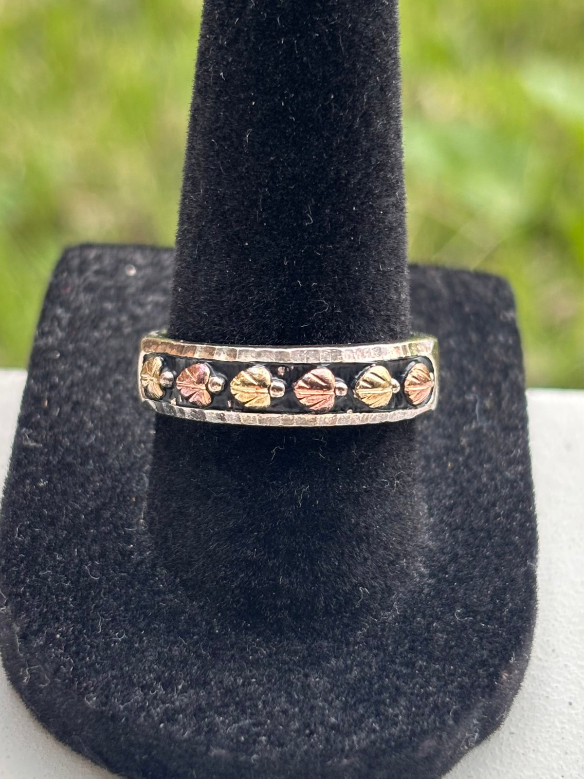 Coleman & Co Black Hills Gold 12K Rose & Green Gold Sterling Silver Ring -Size 8