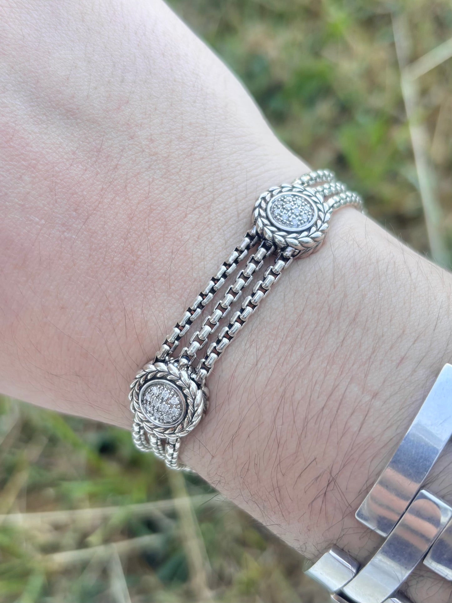 JAI by John Hardy Pave Diamonds in Braided Halo Station Bracelet