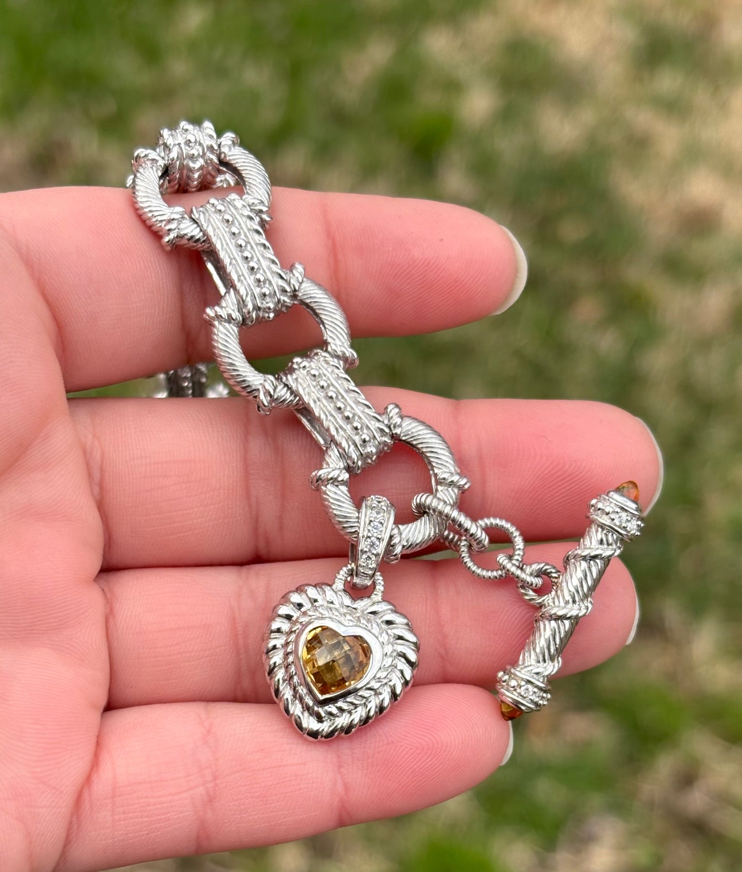 Judith Ripka Citrine Heart Toggle Bracelet