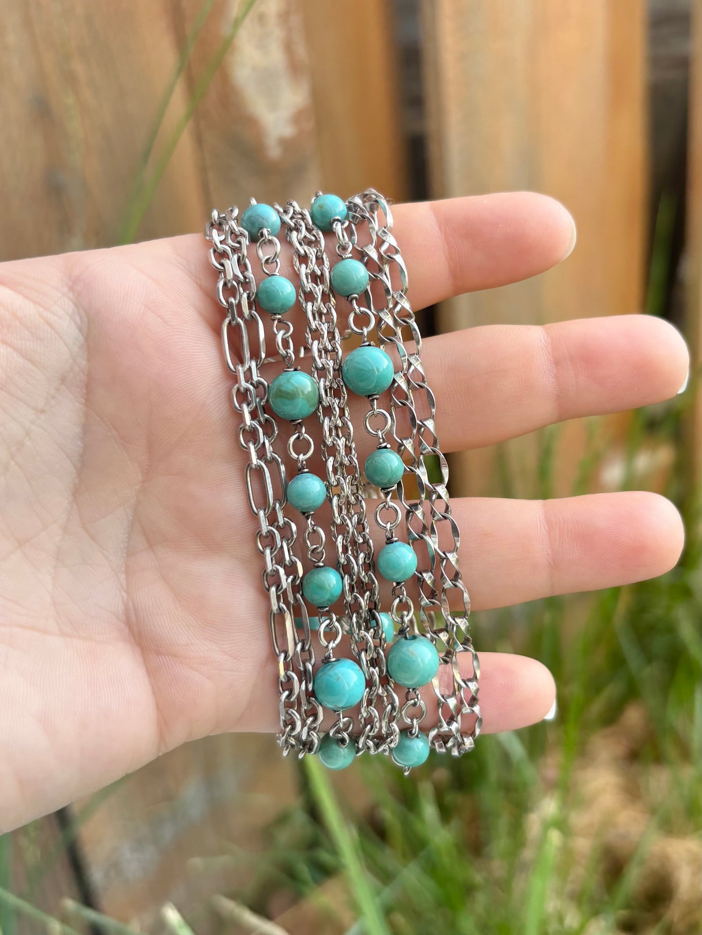 Turquoise Beaded Multi Row Bracelet
