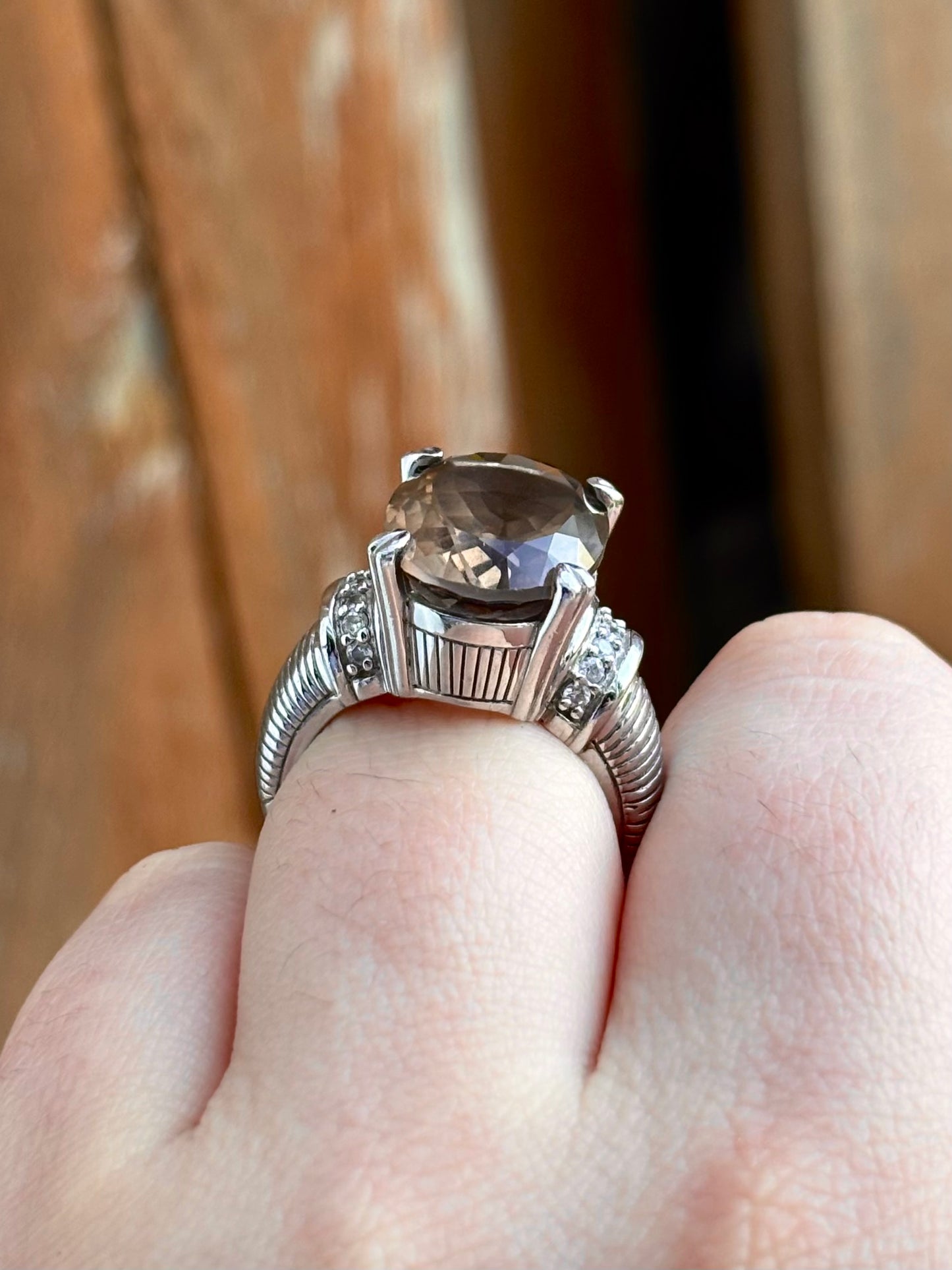 Judith Ripka Smoky Quartz and Diamonique Ring