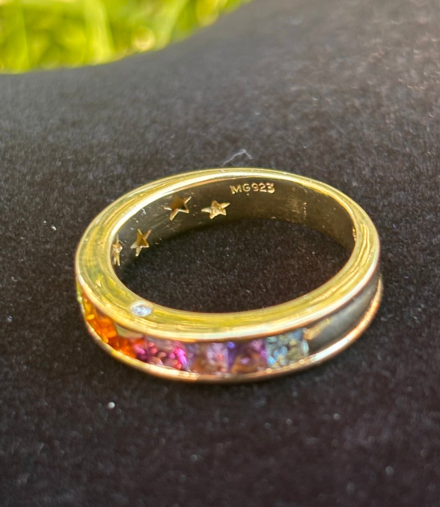 18k Gold Channel Set Multi-Gemstone Ring