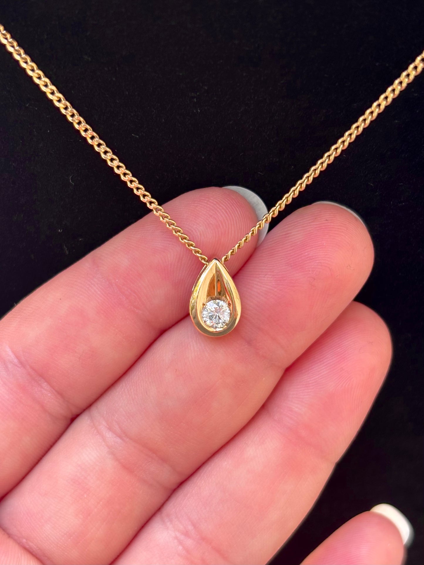 14K Gold Natural 0.25 CT Bezel Set Diamond Solitaire Necklace