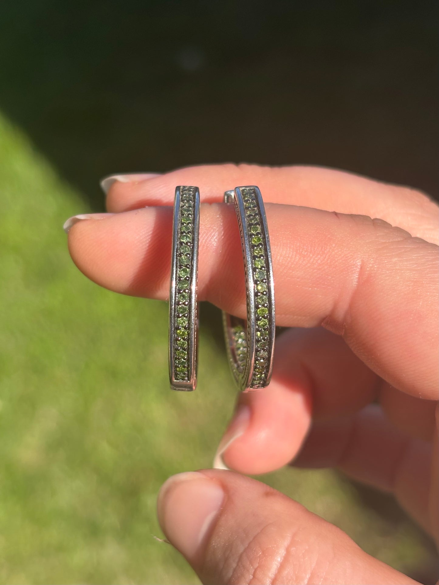 Green Diamond Hoops