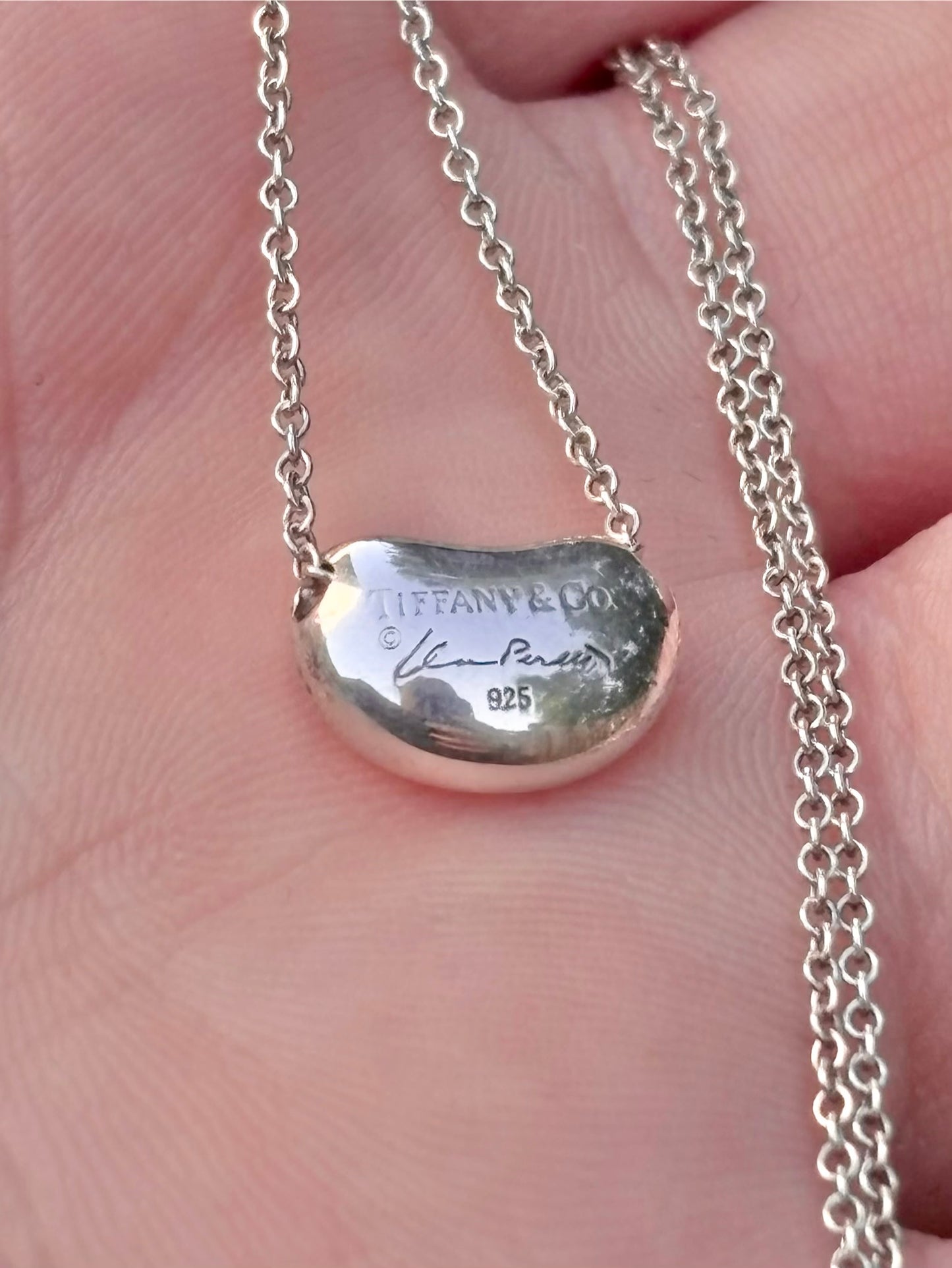 Vintage Tiffany & Co. Sterling Silver Elsa Peretti Bean Pendant Necklace