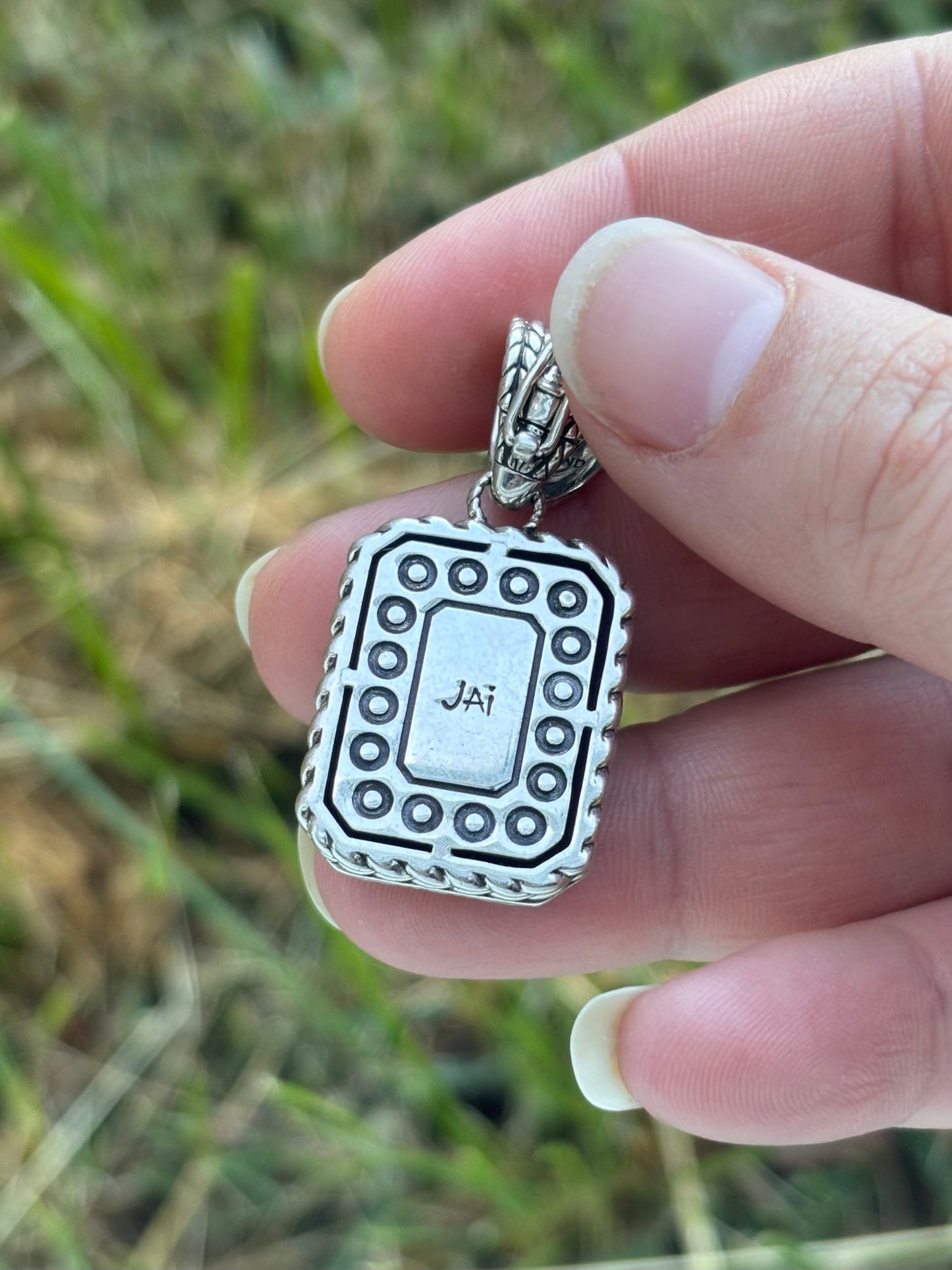 JAI by John Hardy Hammered and Studded Rectangular Pendant