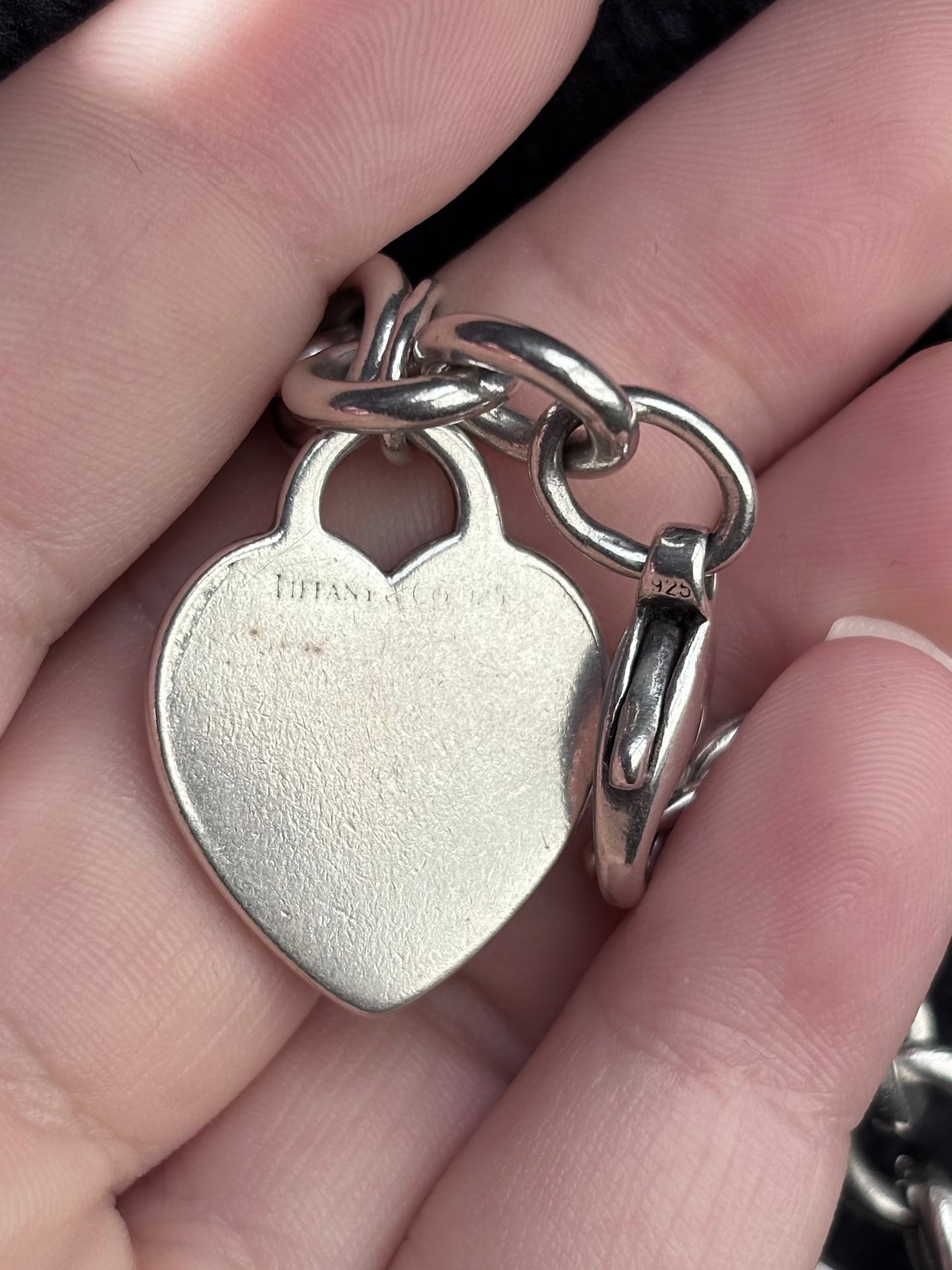 Tiffany & Co. Sterling Silver Heart Tag Cable Link Bracelet