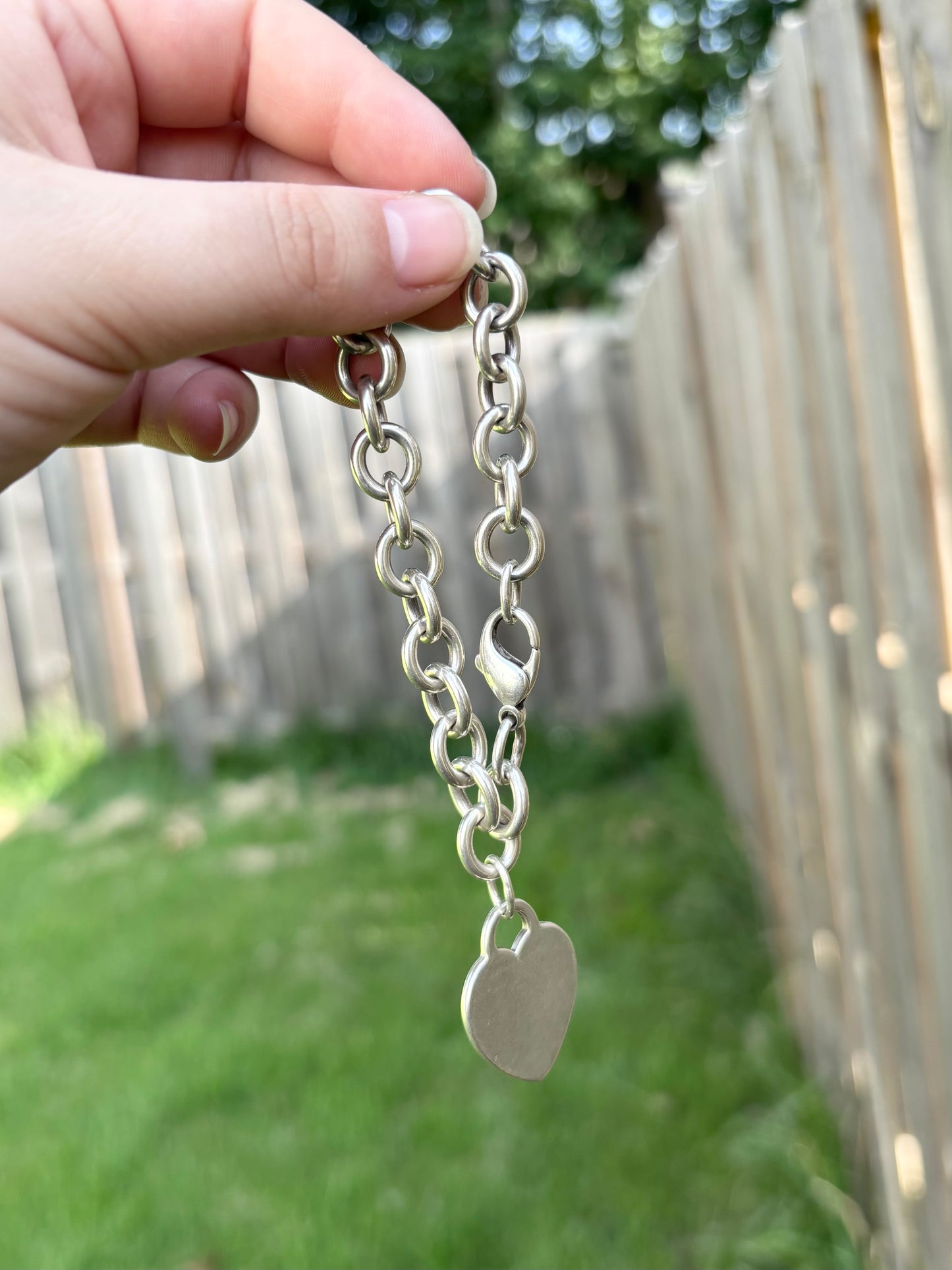 Tiffany & Co. Sterling Silver Heart Tag Cable Link Bracelet