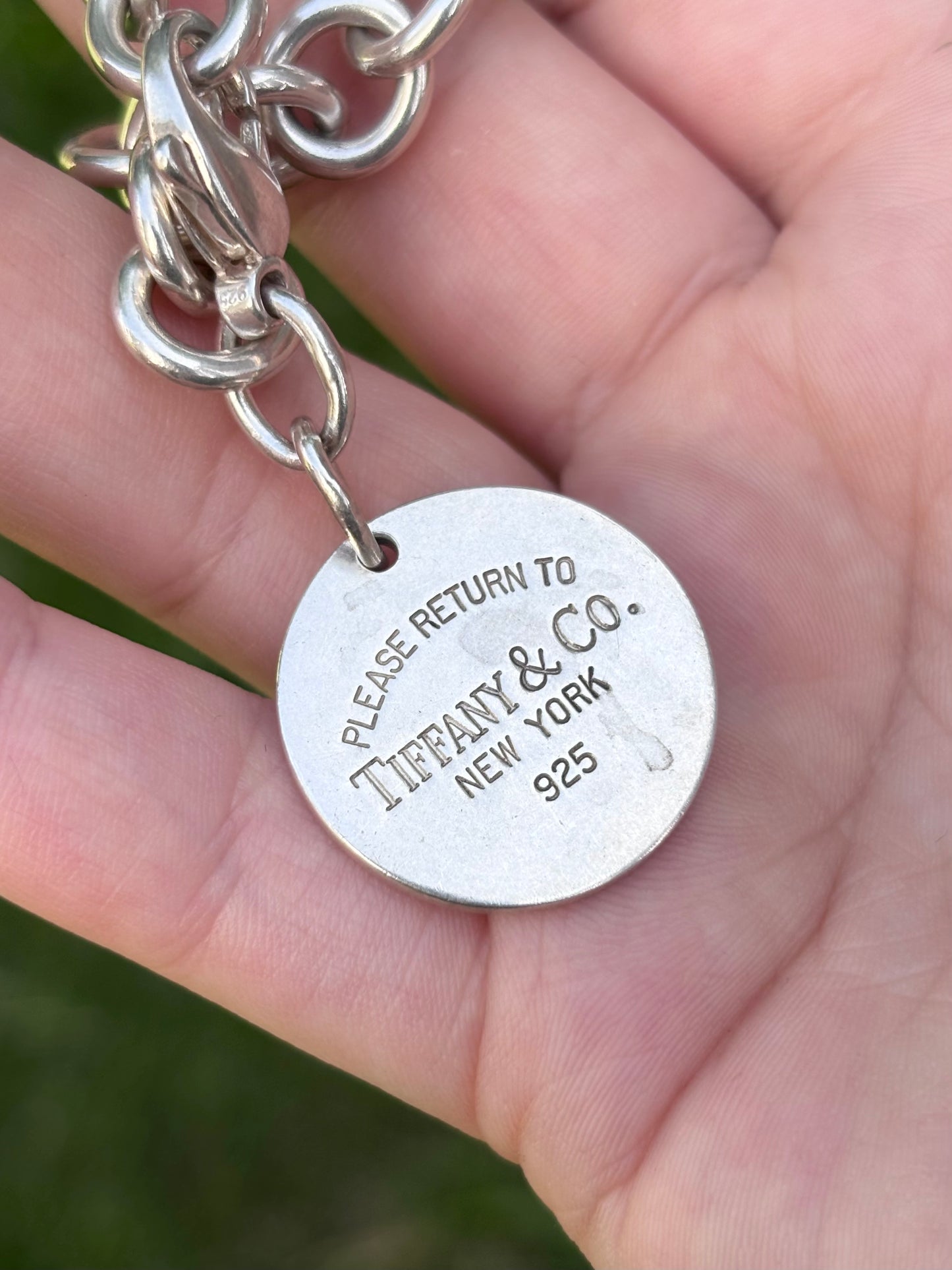 Vintage Tiffany & Co. Sterling Silver Please Return to Tiffany Circle Tag Bracelet — Engraved