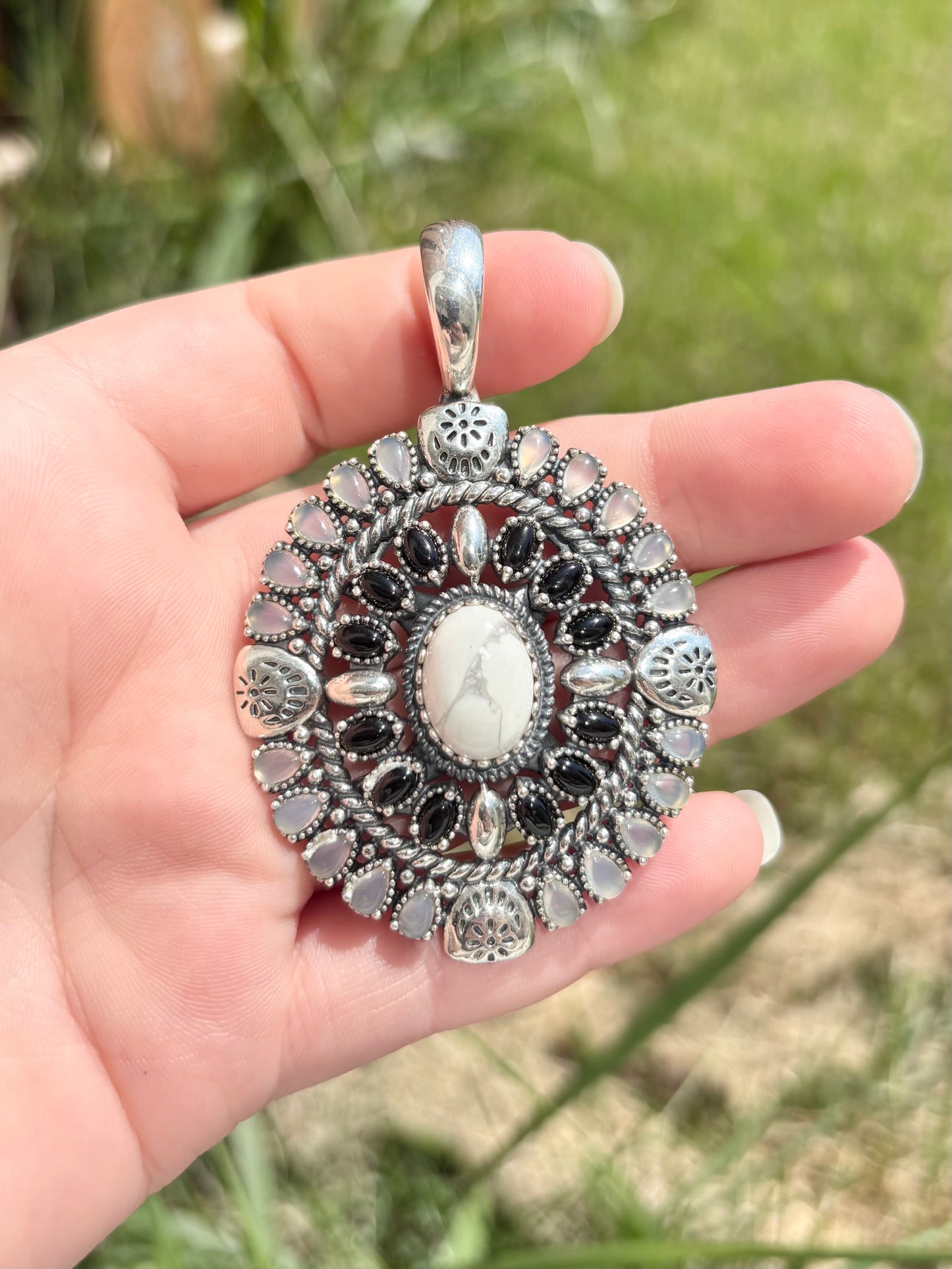 Multi-Gemstone Navajo Style Pendant