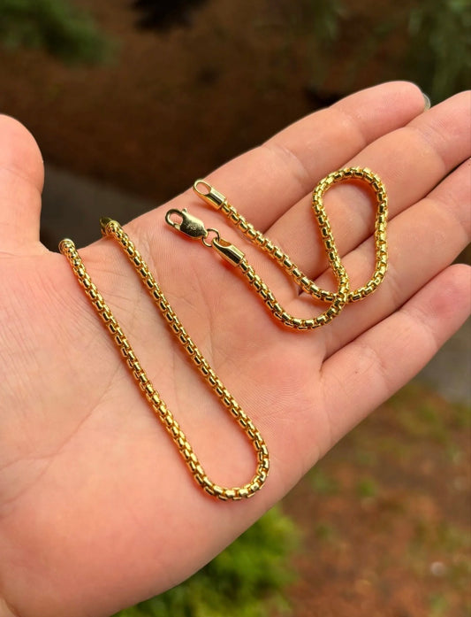 Gold Vermeil Rounded Box Chain Bracelet