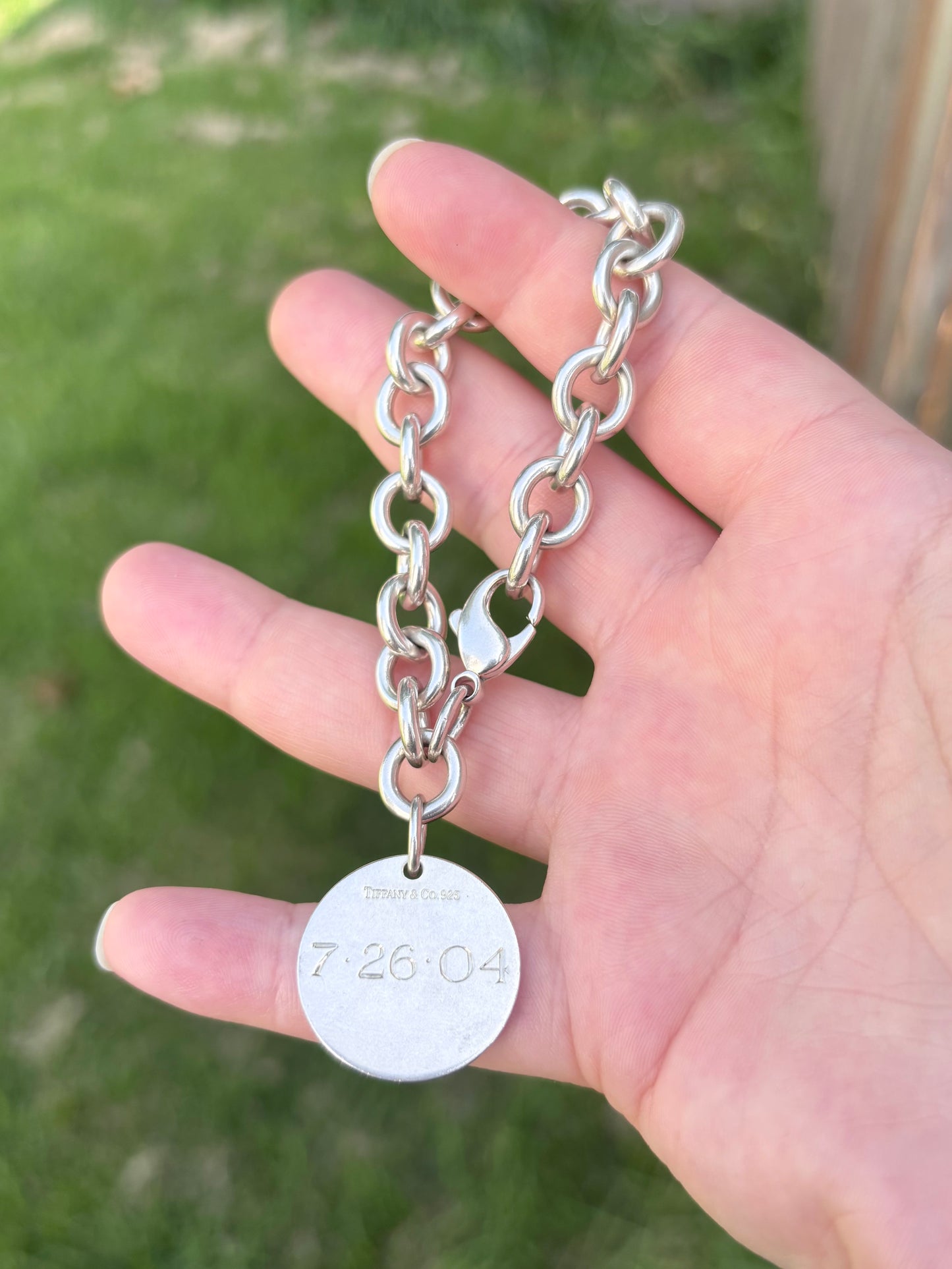 Vintage Tiffany & Co. Sterling Silver Circle Tag Bracelet —Engraved