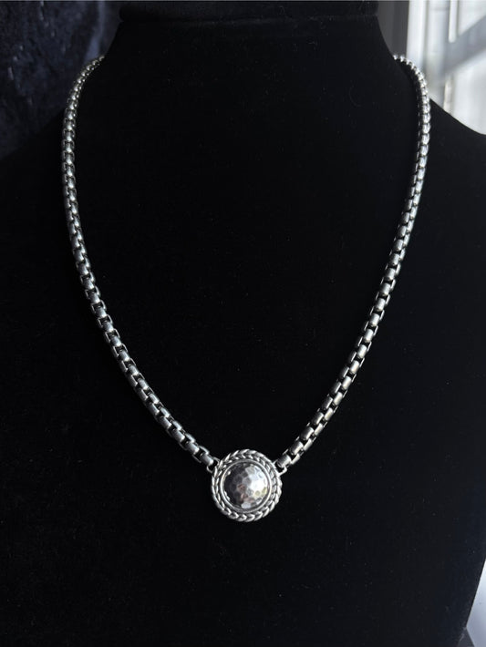 JAI by John Hardy Hammered Disk in Basketweave Halo Necklace
