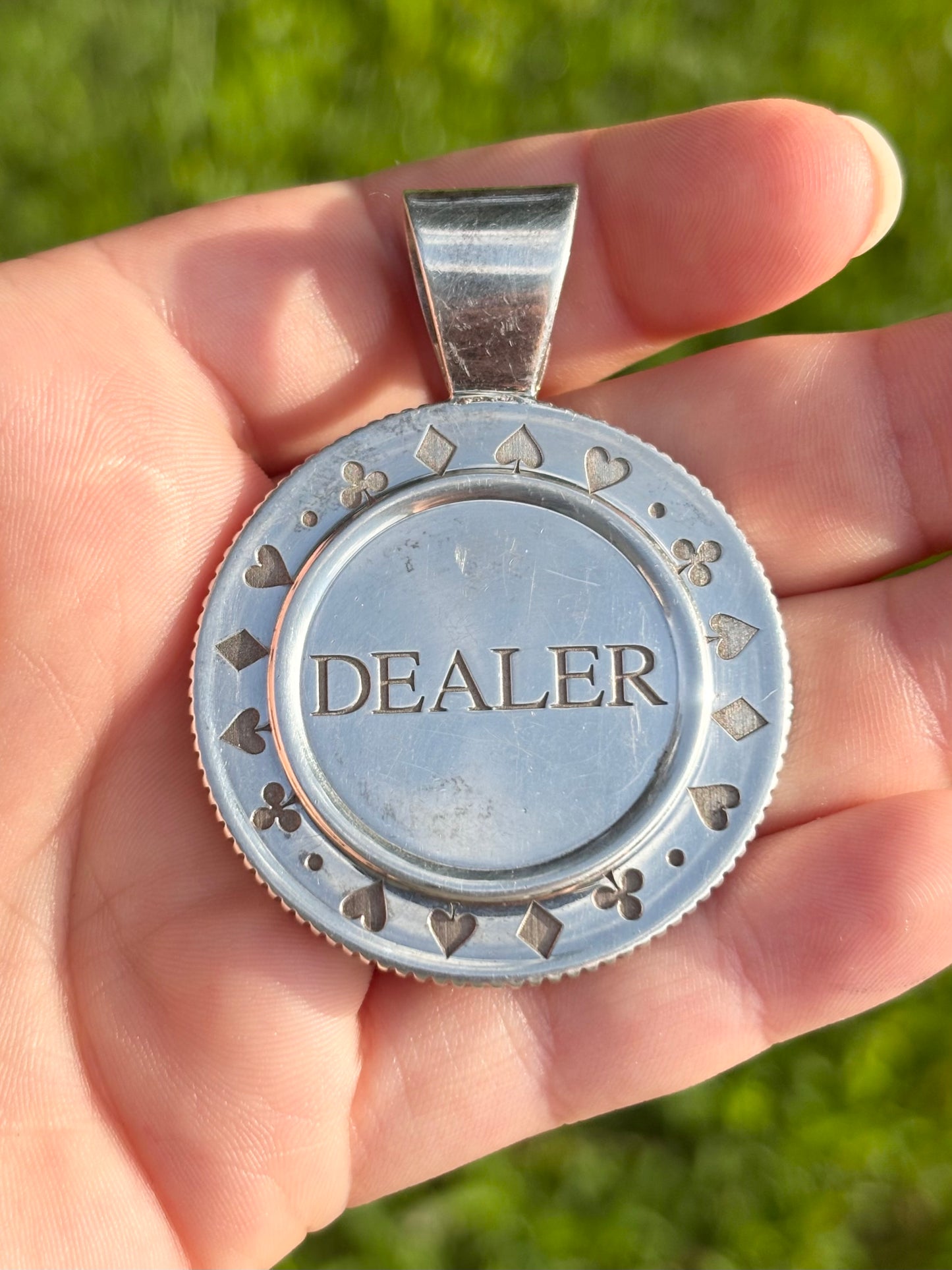 Tiffany & Co. Sterling Silver “Dealer” Poker Chip Button Converted Pendant