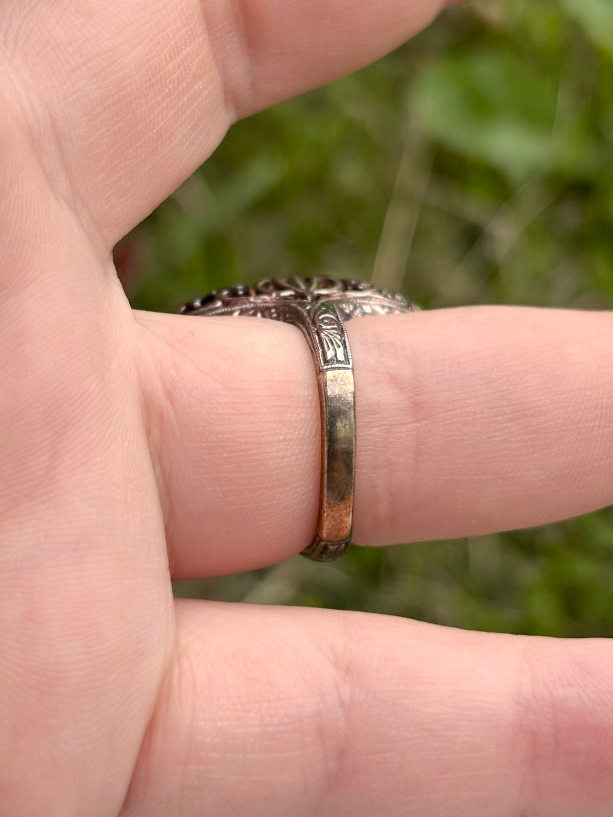 Weinman Brothers 14K Gold & Sterling Silver Prasiolite Diamond Filigree Ring