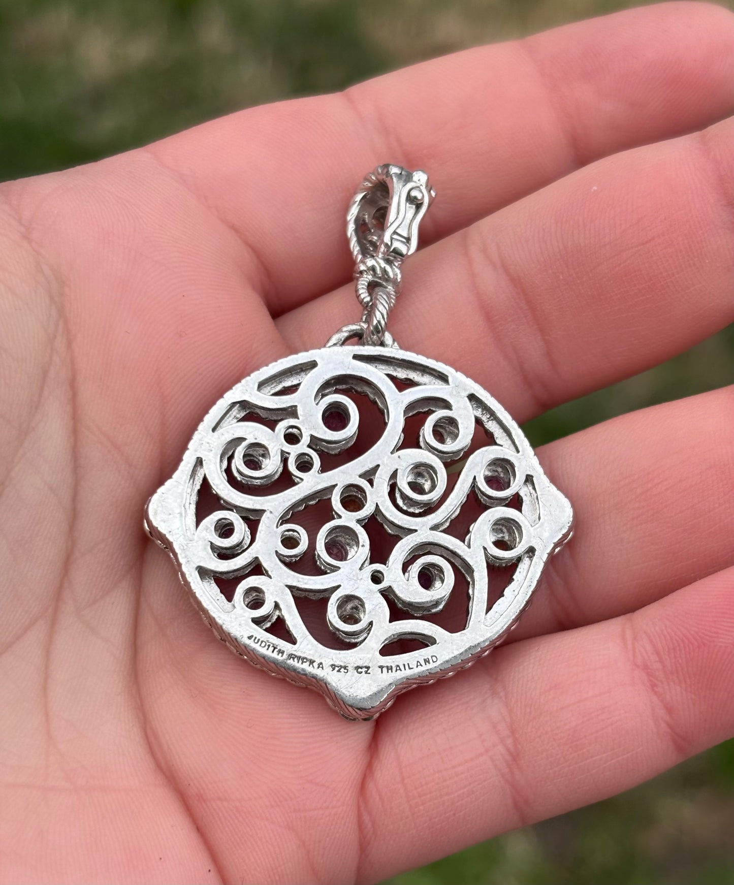 Judith Ripka Multi-Gemstone Swirly Pendant