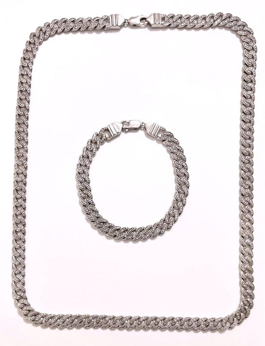 Diamond Cuban Link Chain & Bracelet Set