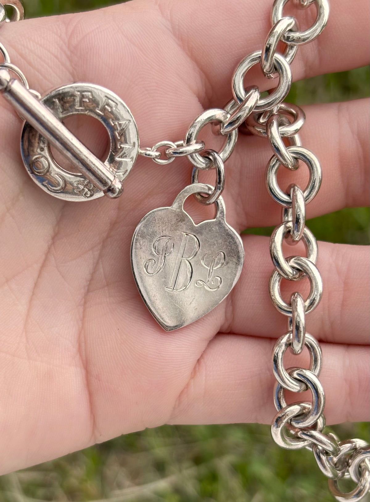 Tiffany & Co. Sterling Silver Heart Tag Toggle Link Necklace - Engraved