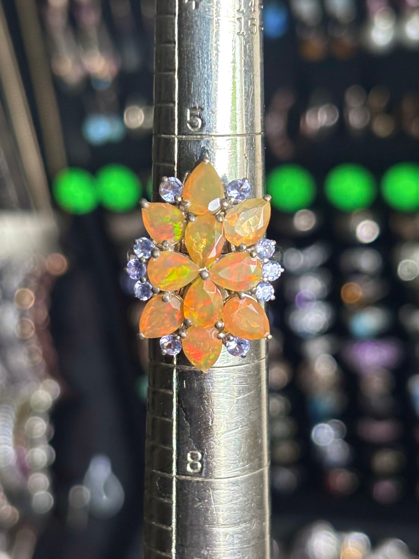 Ethiopian Opal and Tanzanite Ring