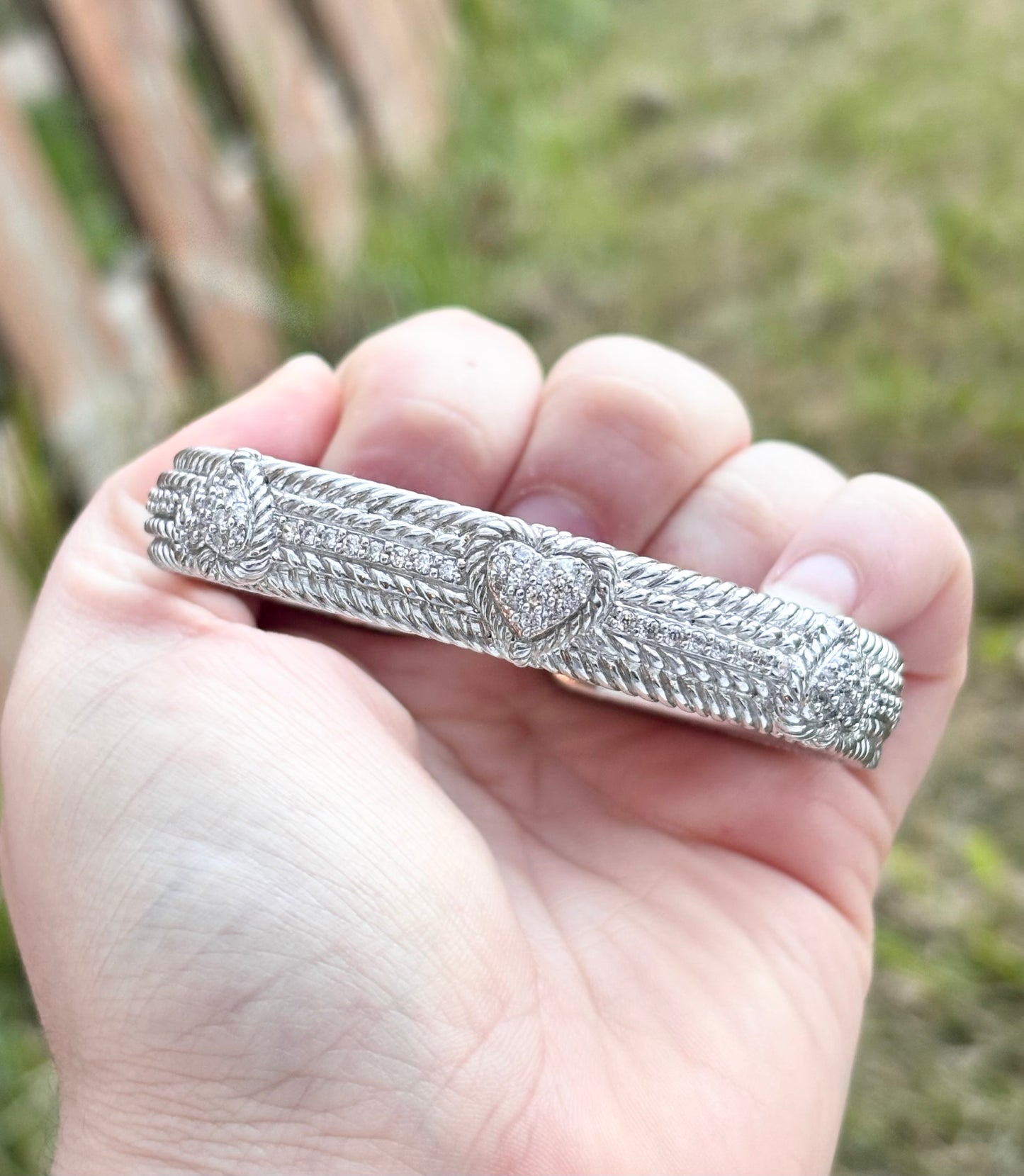 Judith Ripka "Diamond" Heart Bangle